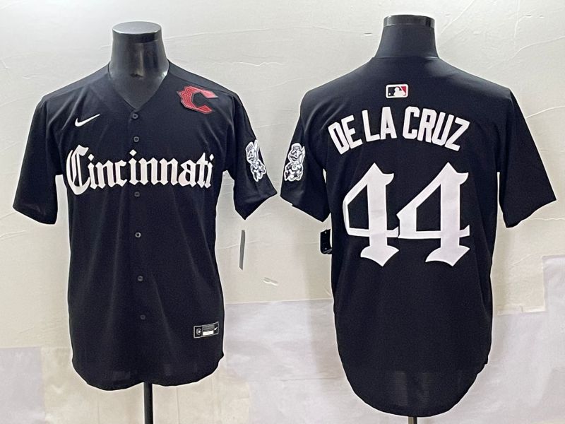 Men 2025 Cincinnati Reds #44 Delacruz Black Five generations Joint Name Nike MLB Jersey style 11